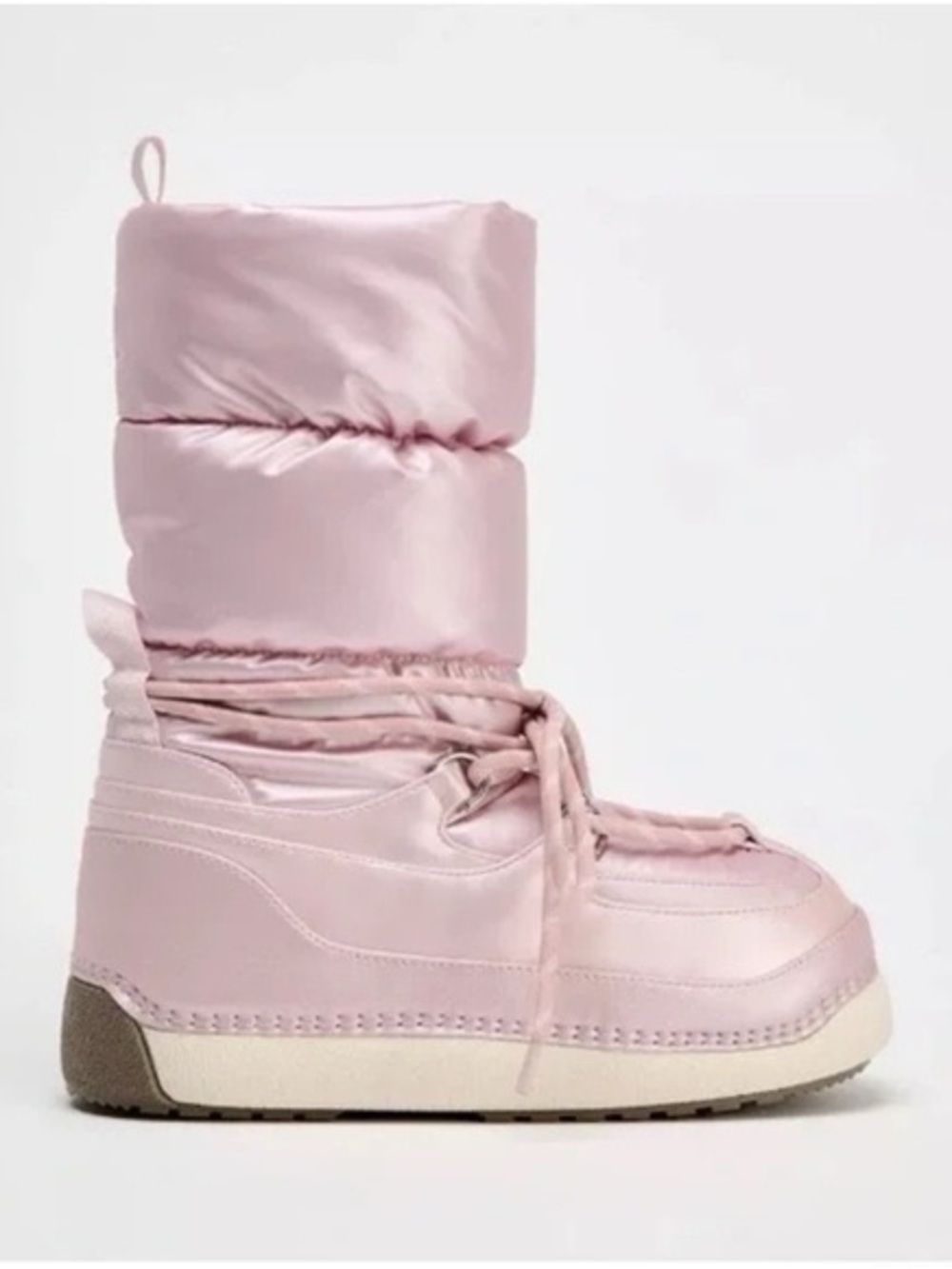 Zara Light Pink Puffer Winter Boots